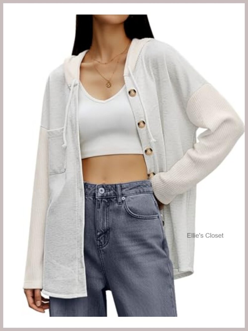 Womens Oversized Hooded Shacket Long Sleeve Button Down Casual Jacket Open Front